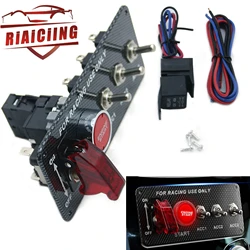 Universal LED Toggle Ignition Switch Panel Engine Start Push Button Set Car Accessory For 12V Power Speediness & Racing Vehicle