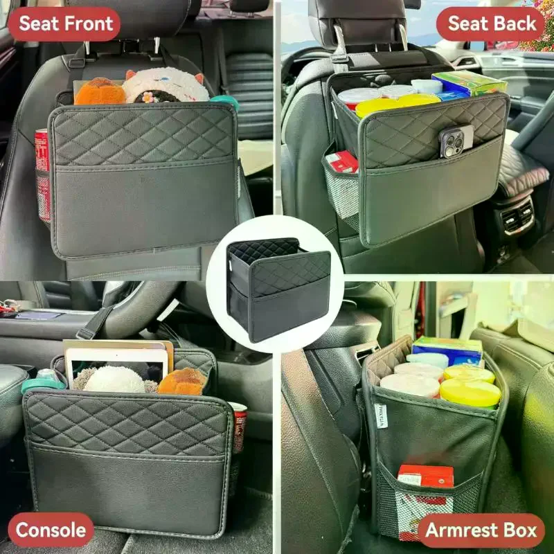 Multifunctional Leather Car Seat Back Storage Bag Universal Auto Hanging Multi-Pocket Organizer Bags