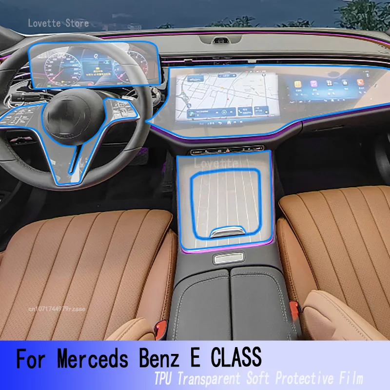 For Merceds Benz E CLASS 2024 Car Interior Center Console Navigation Transparent TPU Protective  Anti-scratch Repair Film  Refit