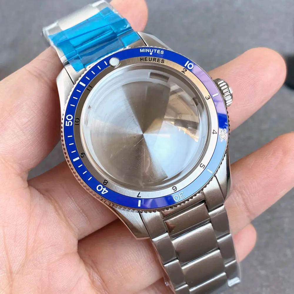 40mm 20ATM Waterproof Diving Watch Case Fit NH35 NH36 ETA2824 PT5000 Domed Sapphire Steel Bracelet 120 Click Black Blue Ceramic image 3