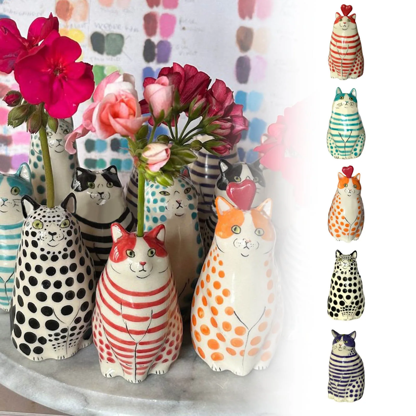 Resin Cute Cat Cat Paw Vase Animal Sculpture Living Room Desktop Decorations Decorative Vase Crafts Modern Home Decoration Gift