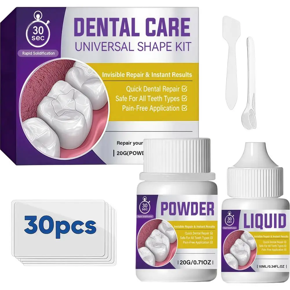 Emergency Dental Repair Kit Quick Solidify Temporary Tooth Filling Compound With Spatula Spoon Mixing Papers