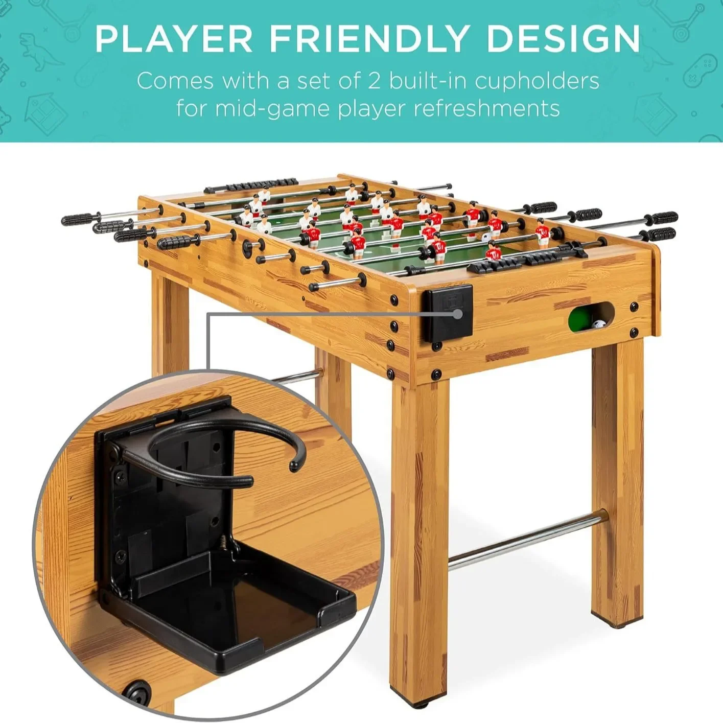 1.2M Child Soccer Game Table Professional Foosball Soccer Table 8-Pole Football Table