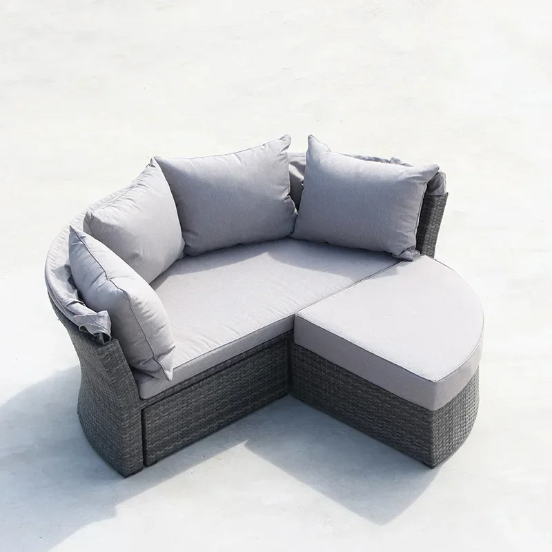 Outdoor Circular Sofa Round Bed Furniture Garden Sofas Round Beds Outdoor Rattan Comfortable