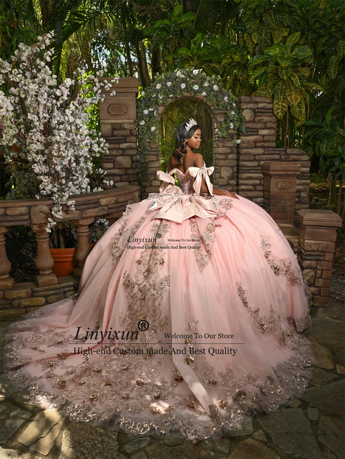 Robe De bal Appliques dentelle Quinceanera robes 3D Floars anniversaire doux 16 robe personnalisée épaules nues robes De 15 XV Anos