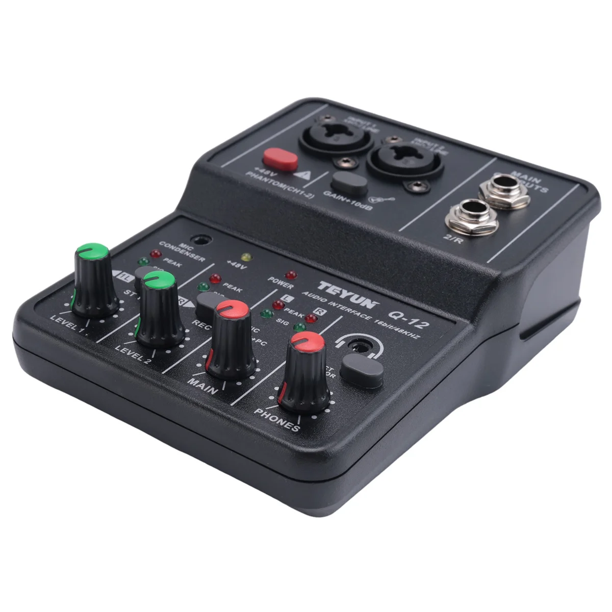 TEYUN Q-12 Sound Card Audio Mixer Sound Board Console Desk System Interface 4 Channel 48V Power Stereo Computer Sound Card