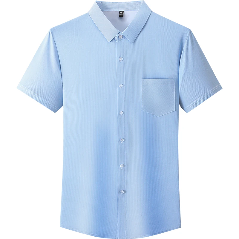 Summer New Men's Short-Sleeved Shirt Solid Color Big Yards Lapel Single-Breasted Casual Shirt Outdoor Golf Polo Shirt