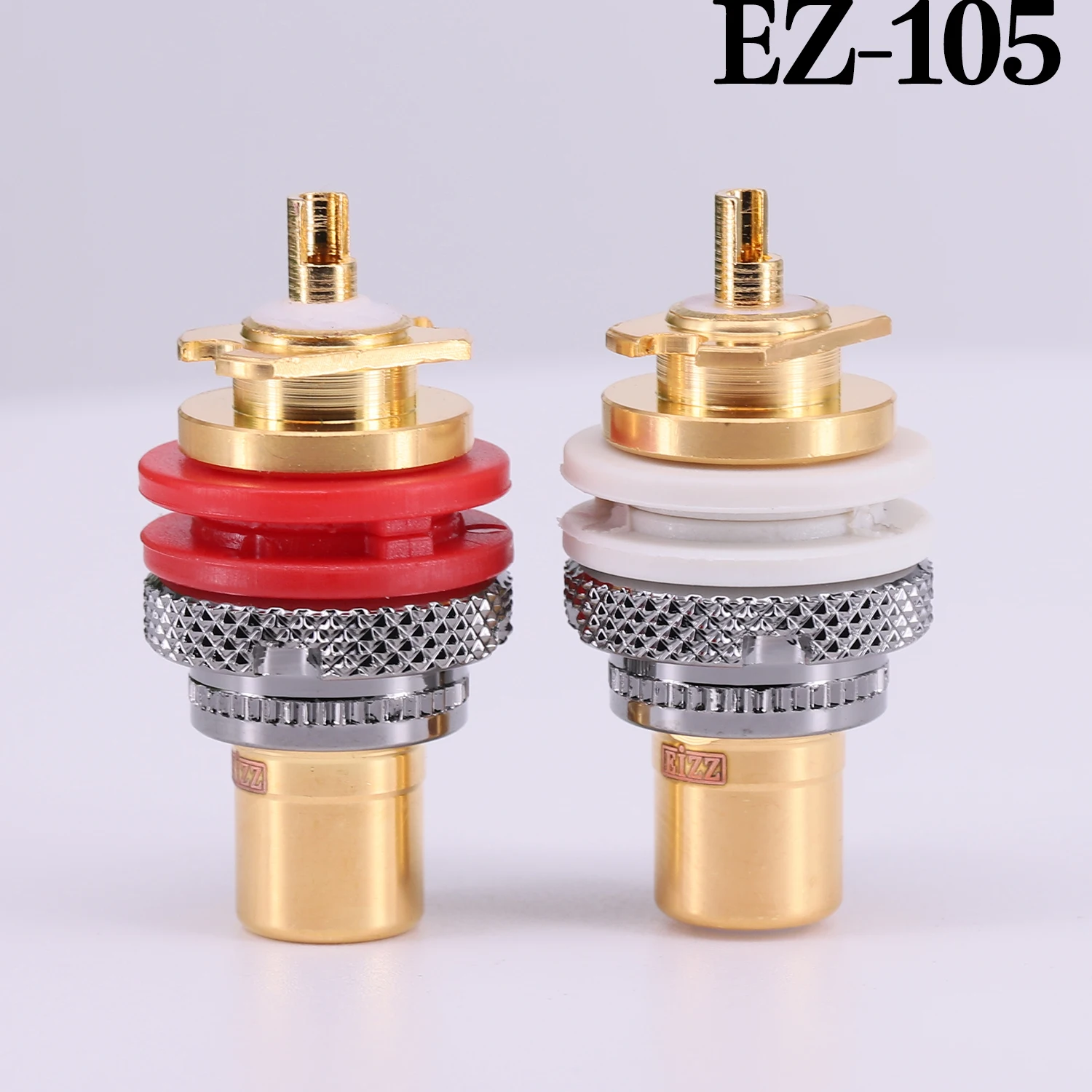 EIZZ-conector de Terminal de Audio chapado en oro, conector hembra para soldar con cabeza de loto RCA, montaje en Panel, telurio, cobre, EZ-105