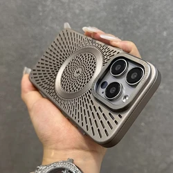 Matte Titanium gray heat dissipation magnetic charging case for iPhone 16 15 14 13 12 Pro Max magsafe shockproof hard phone case