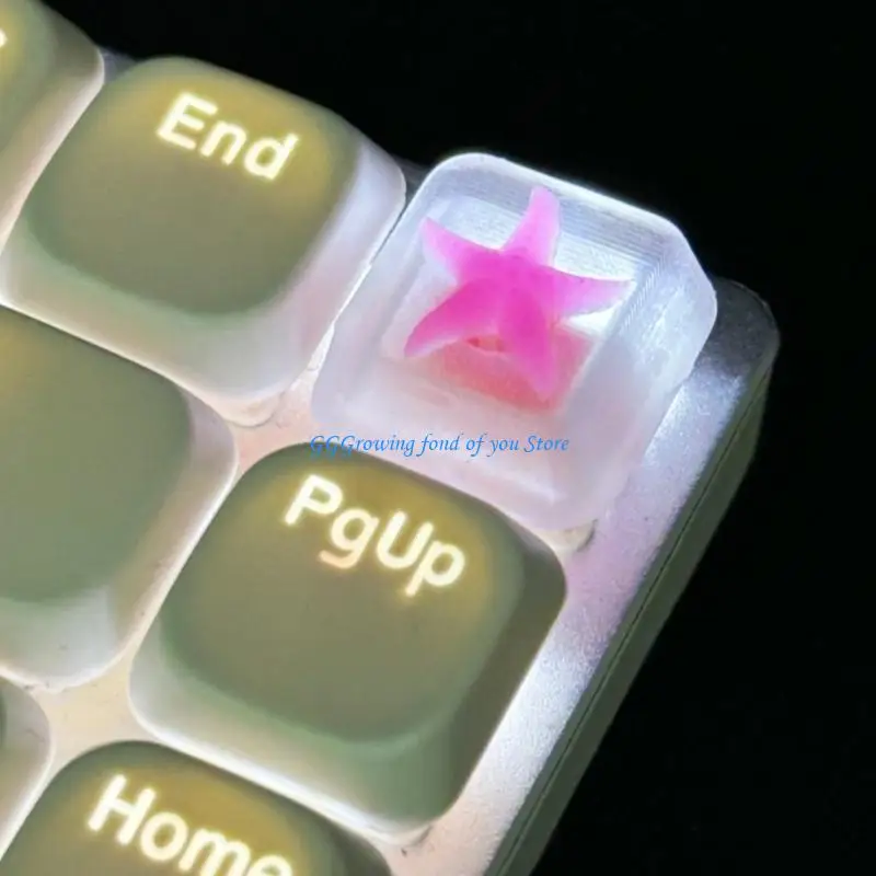 

H9EB Translucent Starfishs Drop Glues Resin Ocean Backlit Keycap Mechanical Keyboards Keycap