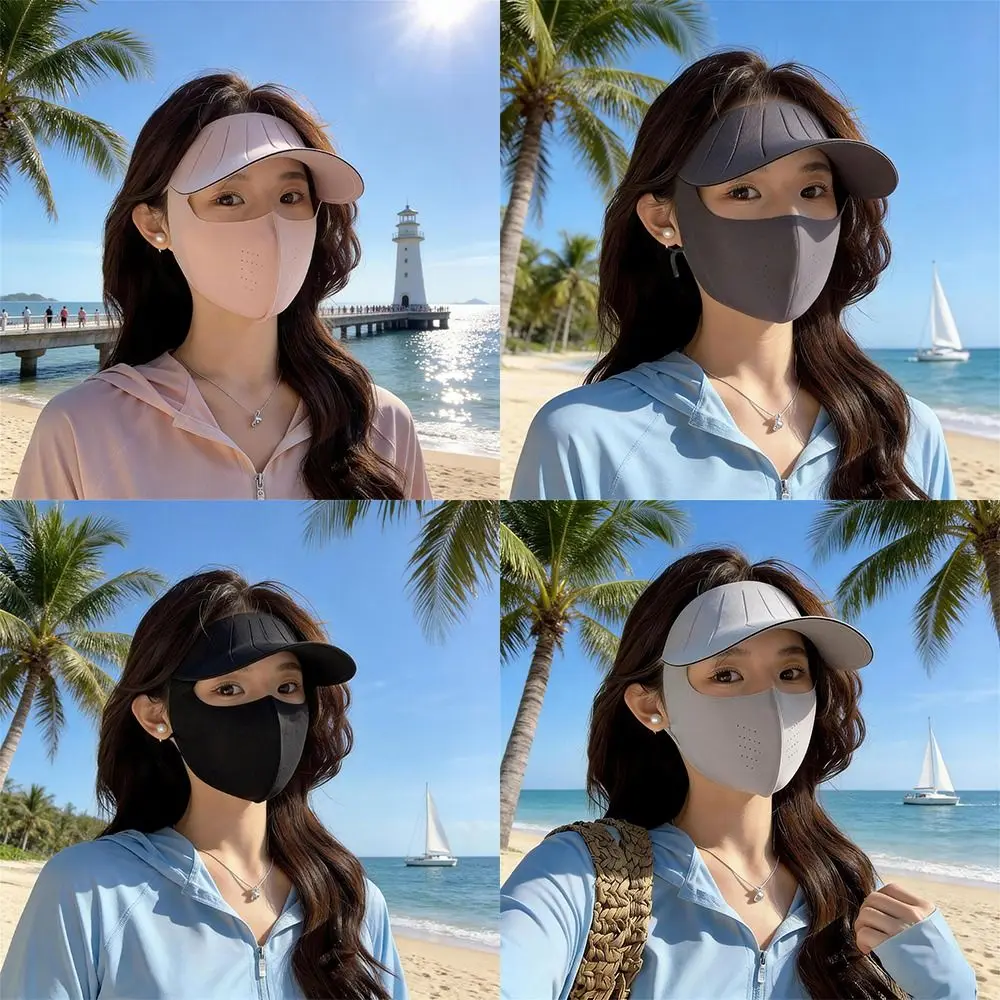 Trendy UV Blocking Sun Protection Mask Cooling Effect UPF 50+ One-piece Mask Hat Breathable Lightweight Face Cover Summer