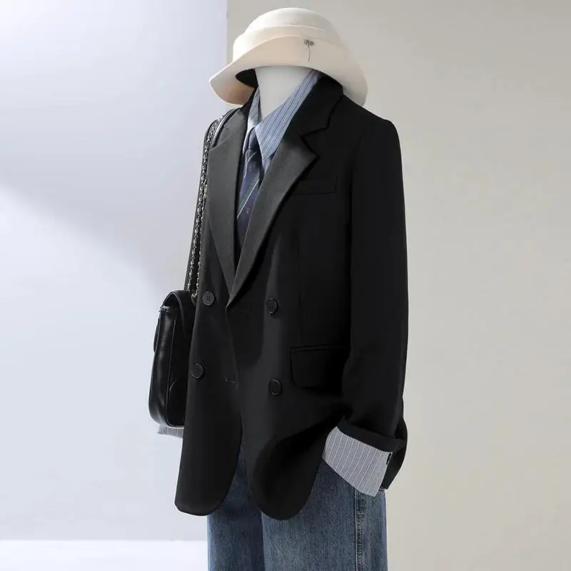 2025 nouvelles femmes Blazer à manches longues Blaser dames costume veste manteau ample femme crantée Blazer bureau dame Double boutonnage Blazers