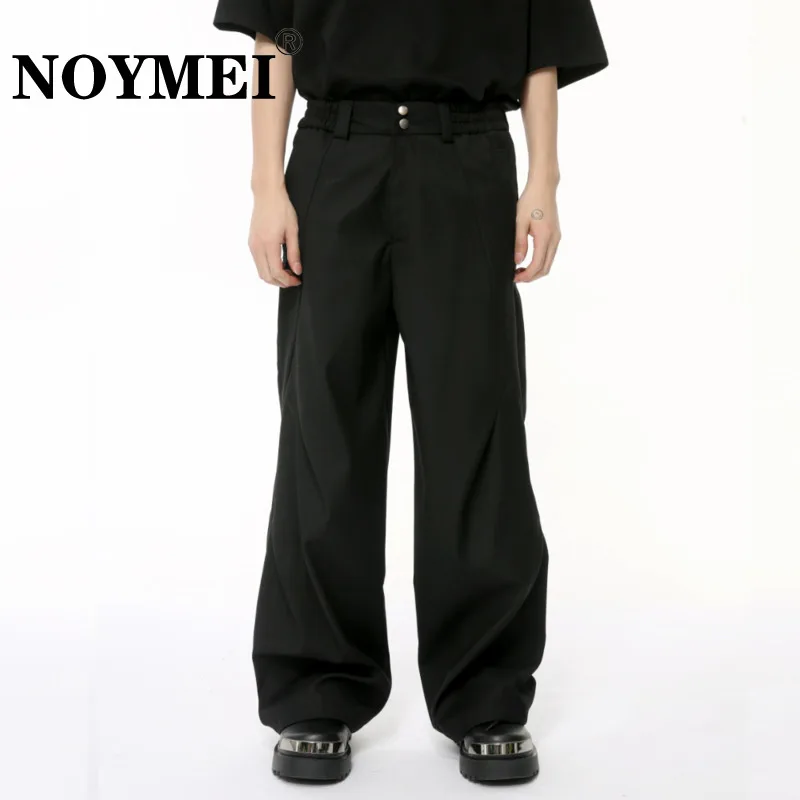 NOYMEI Casual Solid Color Suit Pants Temperament High Waist Simple All-match Loose Spring Summer Men's Trousers Pleated WA5234