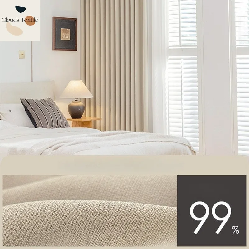 

Custom Size！！European Fully Blackout Cotton and Linen Modern Simple Curtains for Living Dining Room Bedroom Fashion Elegant