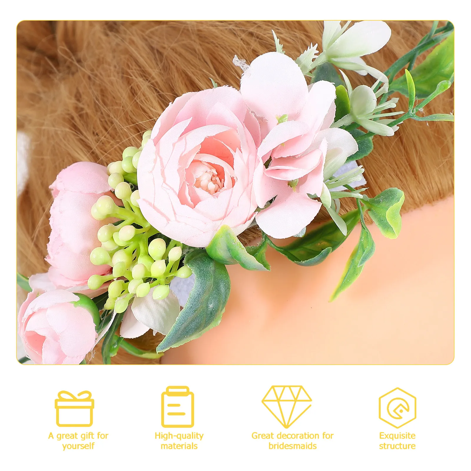 

1Pcs Artificial Flower Bride Hair Comb Chic Bridal Headdress Wedding Party Hair Accessories Photo Shoot Decoration