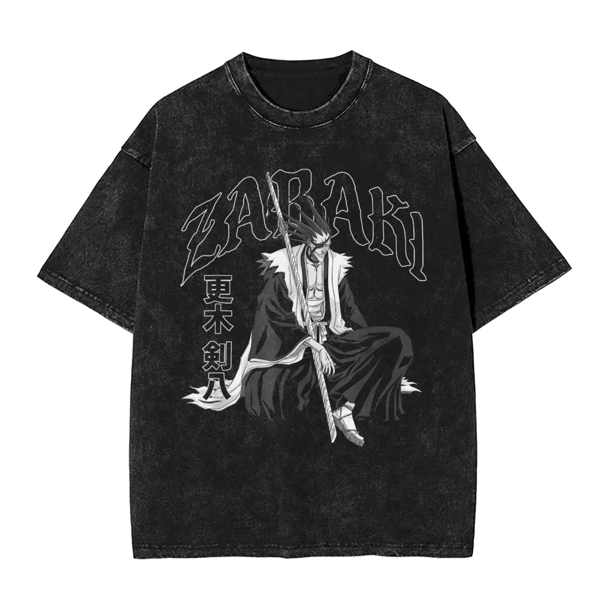 Bleaches Zabaki готический принт аниме мужская футболка стираная повседневная футболка с коротким рукавом футболка с круглым вырезом одежда Bleaches Zabaki готический принт аниме мужская футболка стираная повседневная футболка с коротким рукавом футболка с круглым вырезом одежда