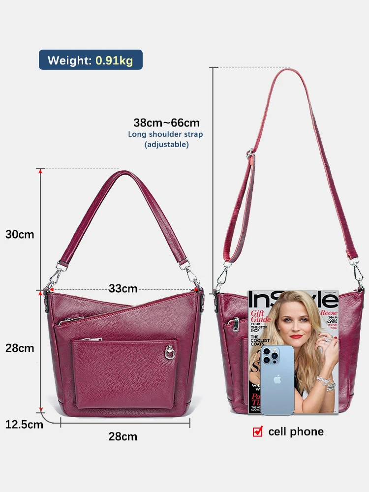 Imagem -03 - Zency-bolsa de Couro Genuíno Feminina Bolsa de Compras de Grande Capacidade Bolsa Estilista de Luxo Azul