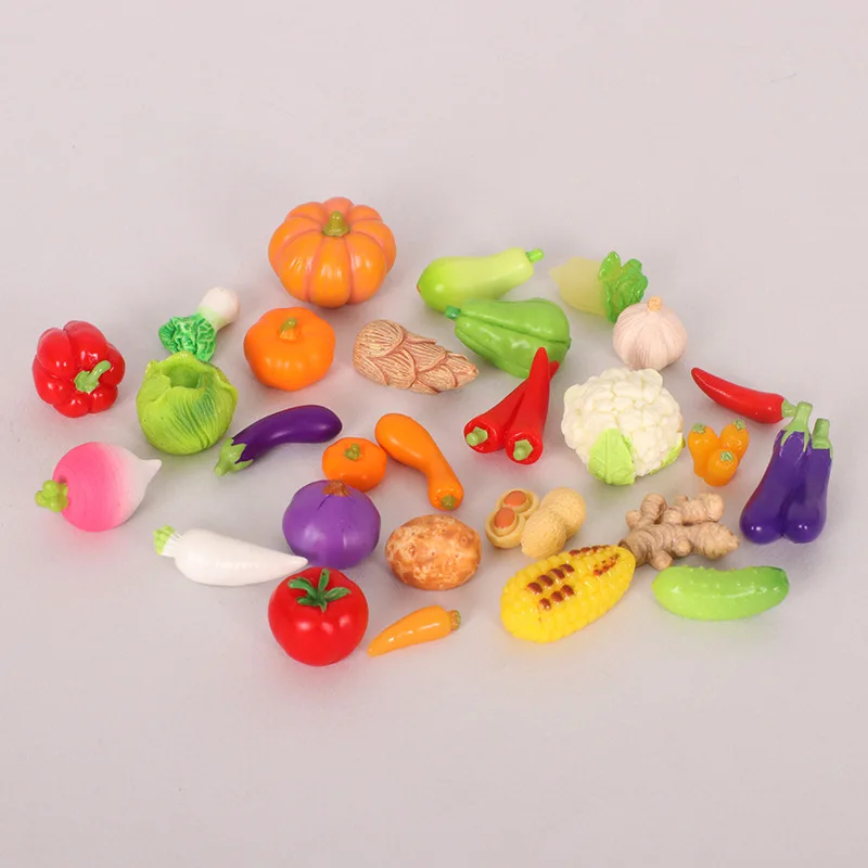 

MiniatureDollhouseVegetable Food Play Set,MiniFake ChiliEggplant Radish Pretend Play Food,Kitchen Refrigerator Decor Accessories