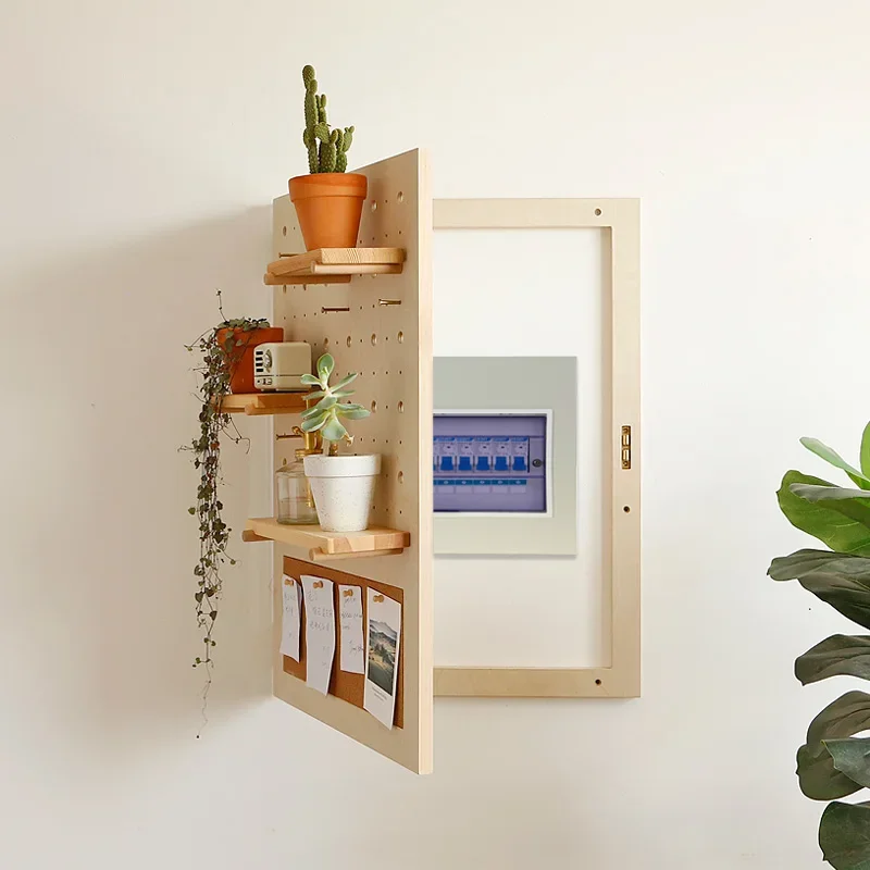 

Meter box decorative shielding hole board wood Nordic switch weak electric distribution network cable shielding.