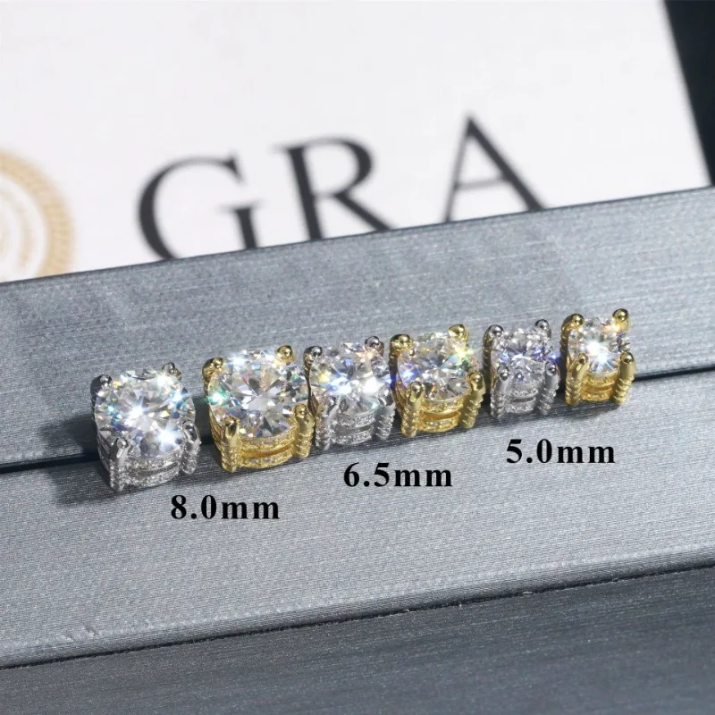 Hiphop Iced Bling D Color Moissanite Stud Earrings Screwback Rock Women Men Jewelry Shine Diamond Earrings Plated 14k Gold