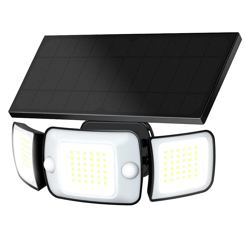 intelamp Outdoor-Solarleuchten Sicherheits-Flutlicht mit größerem Solarpanel und zwei Bewegungssensoren für Garten, Hof, Weg, Garage