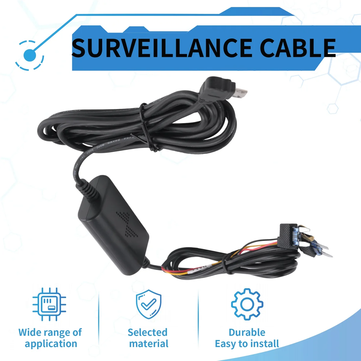 ¡Calidad! Cable de vigilancia de estacionamiento para 70mai 4K A800S A500S D06 D07 D08 M300 Kit de cables duros UP02 para coche DVR 24H Monitor de estacionamiento