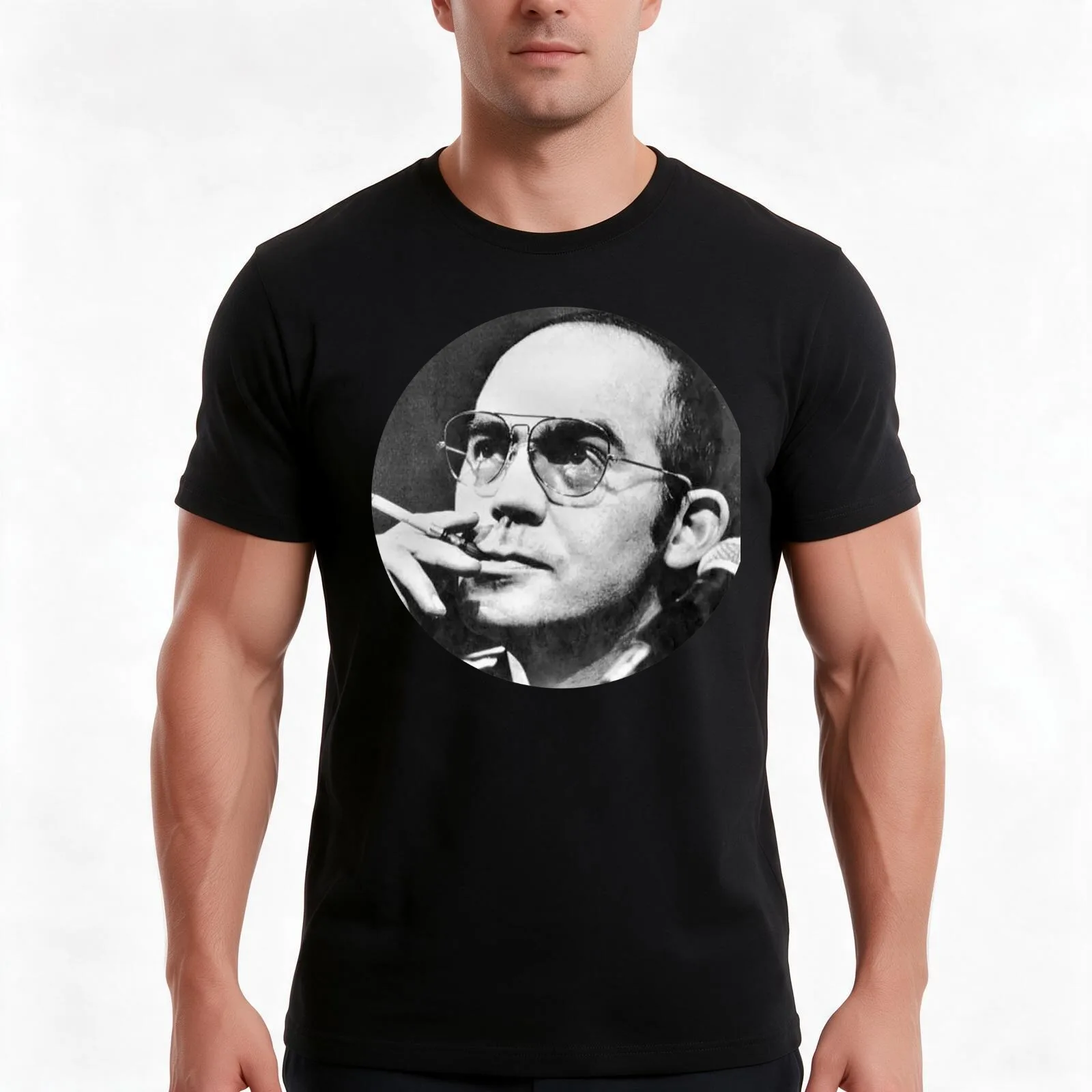 Hunter S. Thompson T-Shirt, Summer Casual Cotton Tee, Oversized Streetwear Tops, Vintage Graphic Print, Loose Fit Short Sleeve