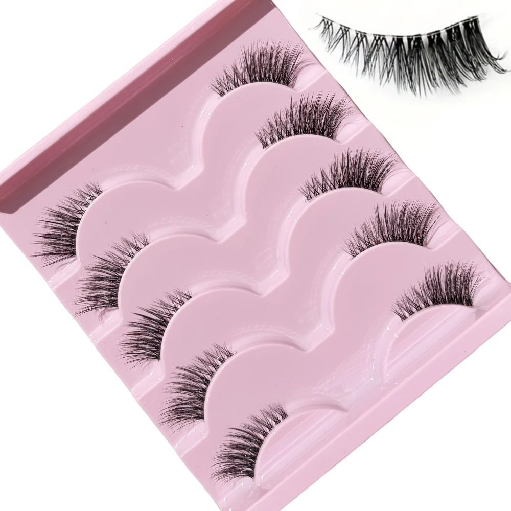Wispy Half Lashes for 5 pairs Natural Volume and Curly Look - Perfect for Daily Dating and Party Makeup