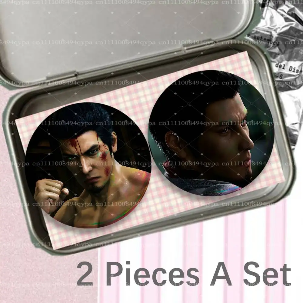 Kiryu L-Like A Dragon Yakuza 2 Pieces Badge Set Icons Badges Creative Meme Figure Round Tinplate Brooch Bag Clothes Accessories