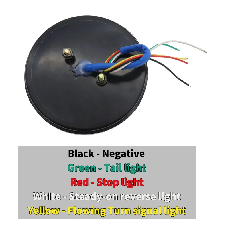 2Pcs Truck Taillight Reverse Brake 4in1 Dynamic Tail Trun Signal 12-24V Reverse Lamp Round Tail Lights Car Trailer Lorry RV Bus