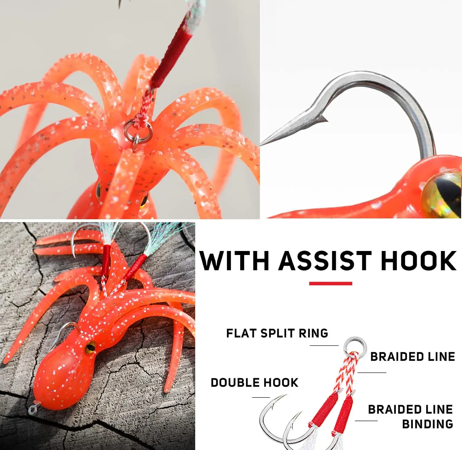 Built-in Counterweight Fishing Lure 22g 11cm Long Tail Soft Octopus Artificial Silicone Soft Bait Squid Skirts Octopus Baits