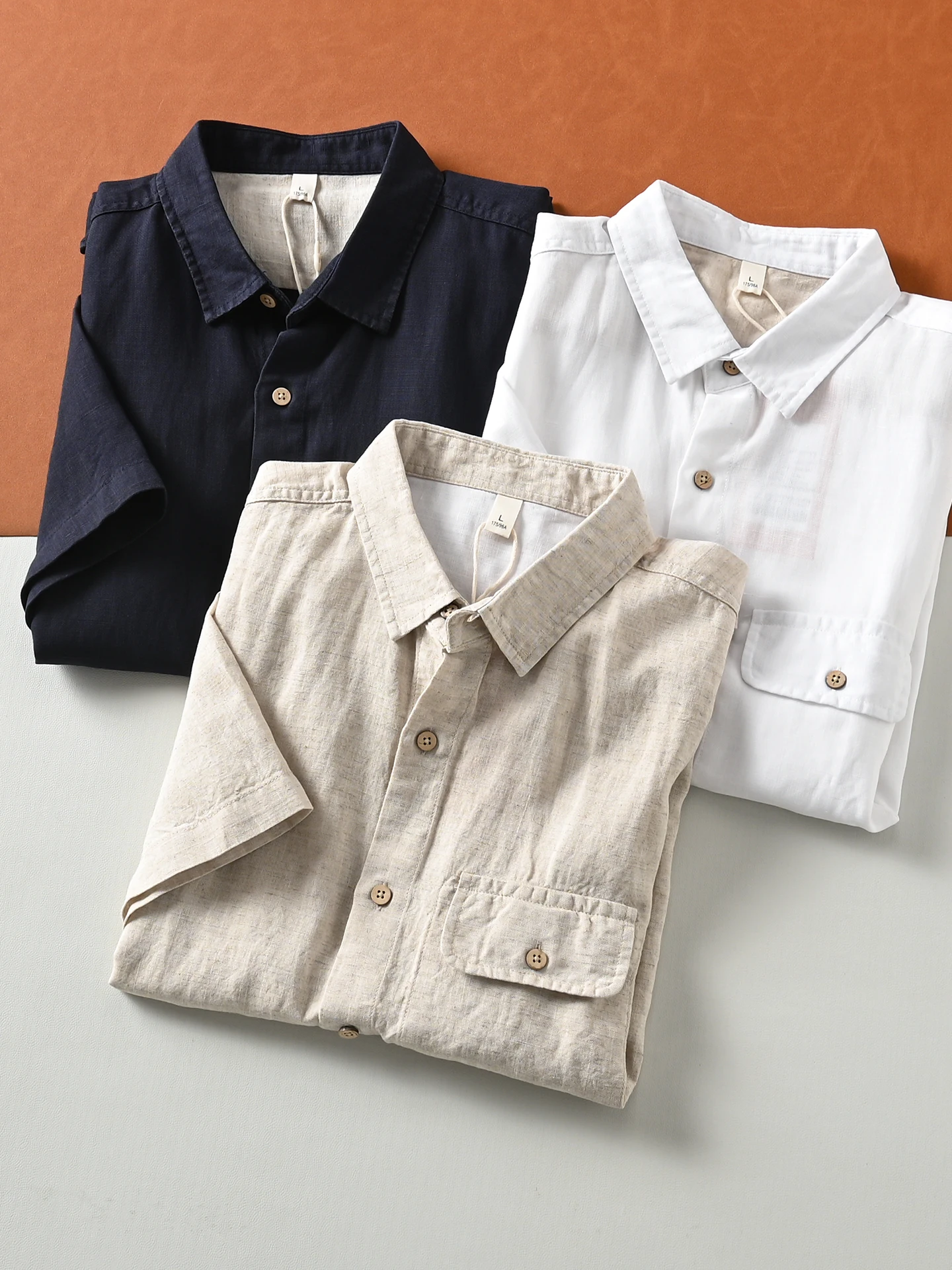 Linen Blend Fabric Men's Summer Shirt Moisture Wicking Breathable Comfortable Lightweight Collared Commute Shirt Short Sleeve...