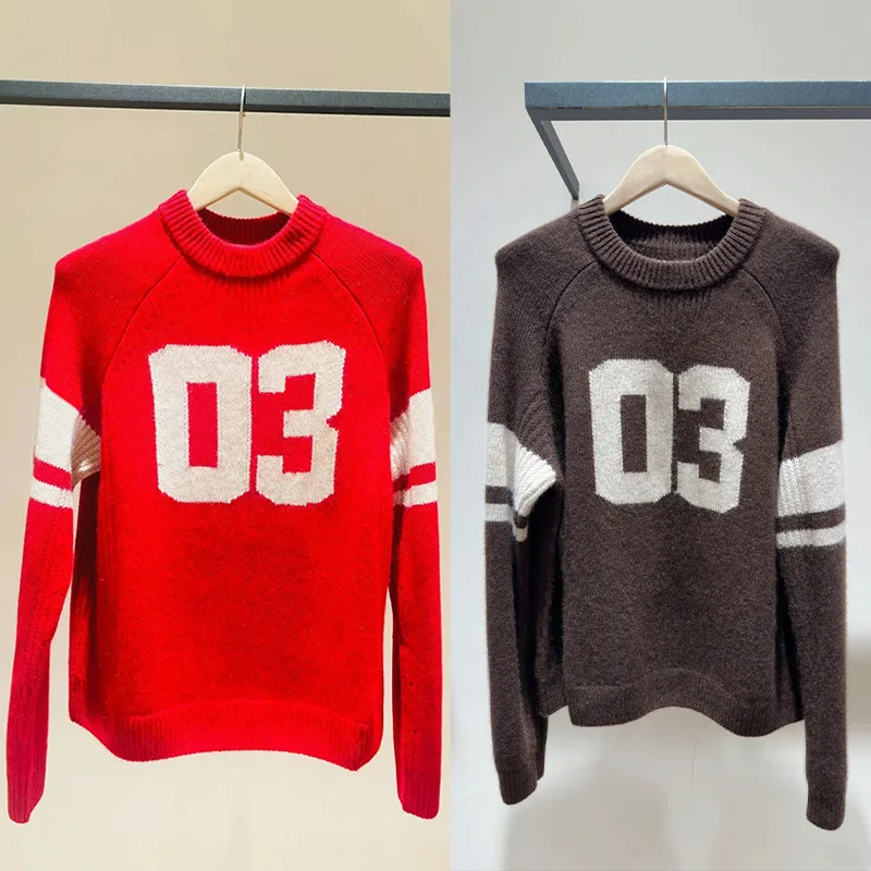 

【Gift Free】2025 Autumn Winter French Niche Retro 03 Intarsia Drop-Shoulder Crewneck Casual Knit Sweater for Women