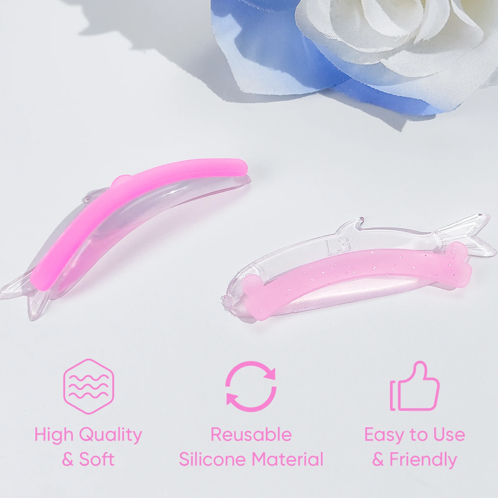 Lomansa 2 Pairs Silicone Eyelash Rods Ribbon Soft Colorful Lash Lift Ribbon Perm Multi-Functional Eyelash Lifting Makeup Tools