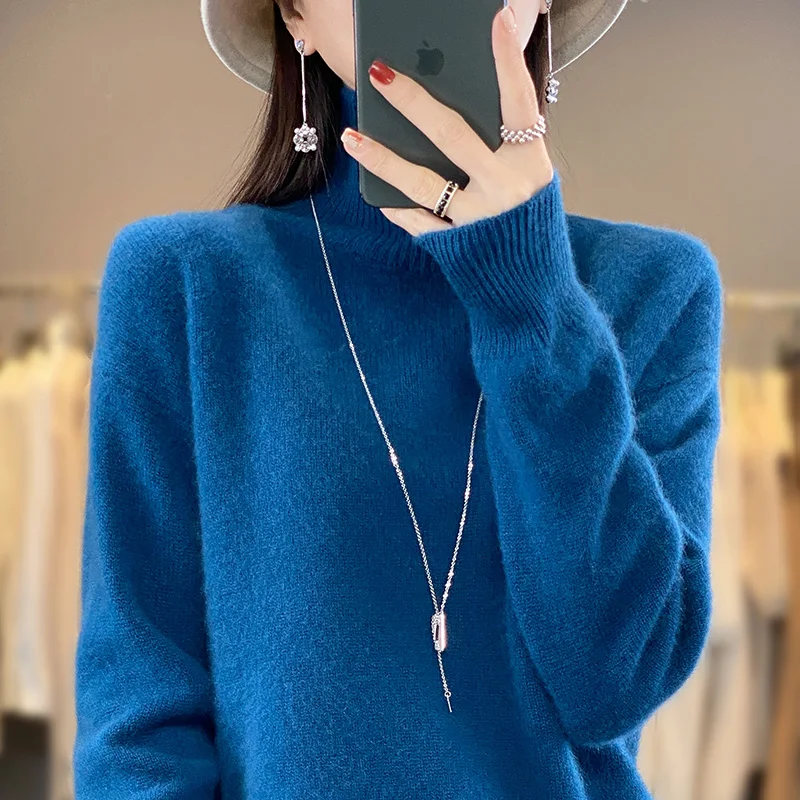 Autumn Winter Women Sweater Turtleneck Cashmere Sweater Women Knitted Pullover Fashion Keep Warm Long Sleeve Korean Loose Tops