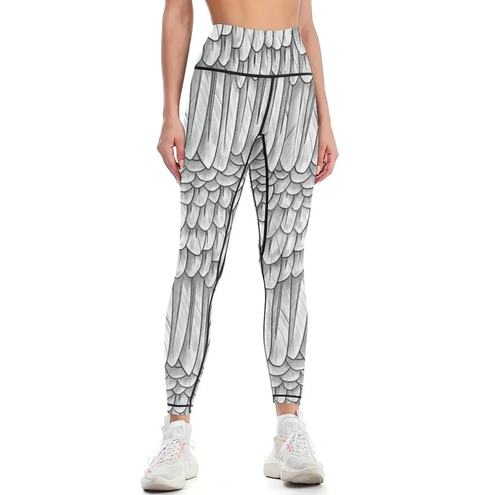 White Feather Mantle Leggings sports tennis for Sportswear woman gym gym clothing gym pants Womens Leggings