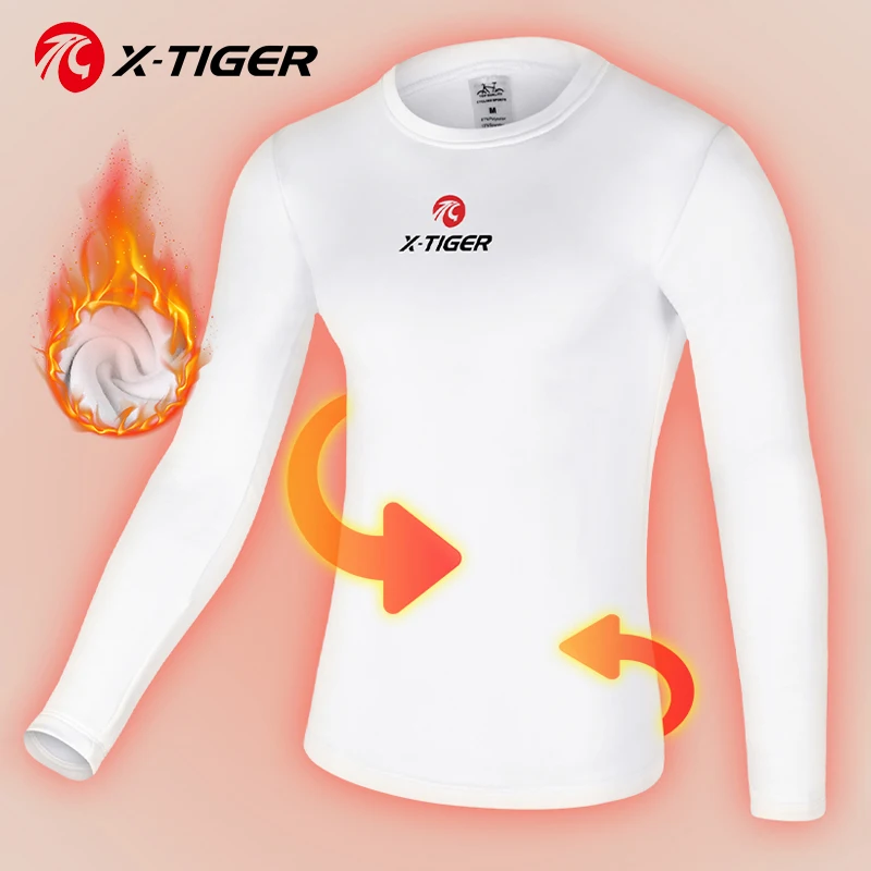 X-TIGER Zimowa bielizna rowerowa z długim rękawem, unisex, dla dzieci w wieku 5–10 lat ° C Outdoor Sports Fleece Warmth 3D Cut Bike Innerwear