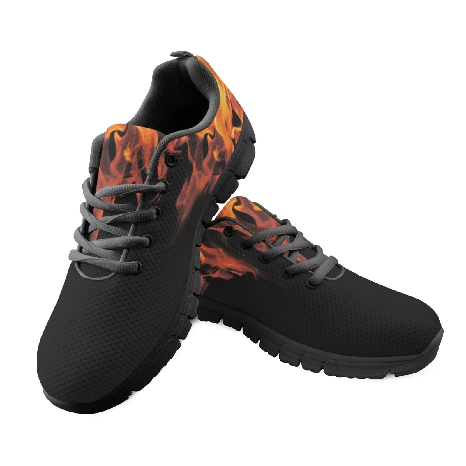 Coloranimal Fire Flame Women Women's Athletic Work Shoes for Medical Staff Wear-Resistant Tennis Training Shoes for Travel
