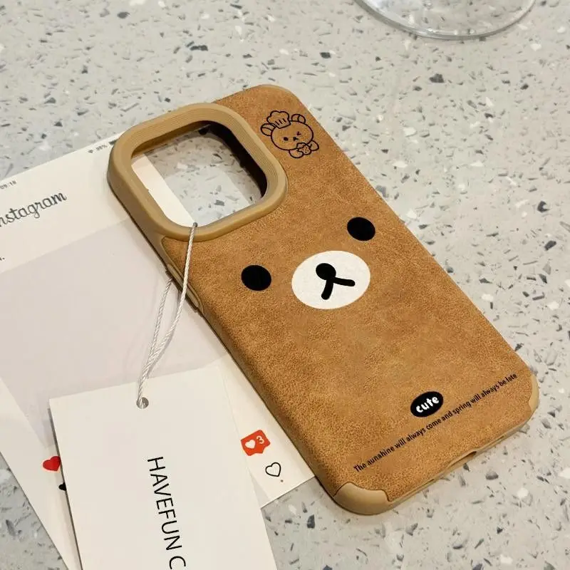 Cartoon cute Rilakkuma expression iPhone16pro max Plus mobile phone case 15/14 iPhone13/12pro matte xs/xr leather 11 soft case