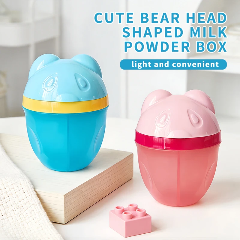3 compartment rotating milk powder dispenser combination - portable and durable PP formula storage box, pink/blue