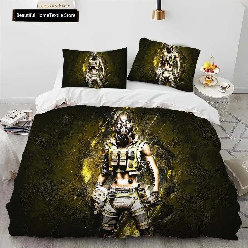 A-Apex  Legends Game Gamer Cartoon Comforter Bedding Set,Duvet Cover Bed Set Quilt Cover Pillowcase,king Queen Size Bedding Set