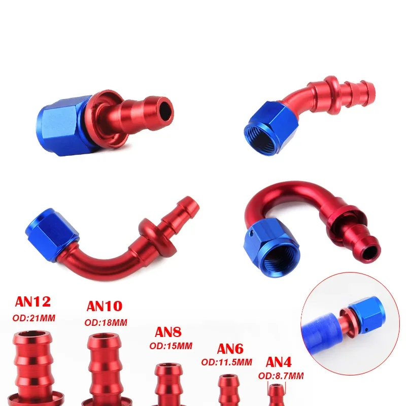 New Quick Push On Lock Reusable Hose End Fitting Oil Fuel Line Push On Oil Cooler Hose Fitting Adapter Alloy
