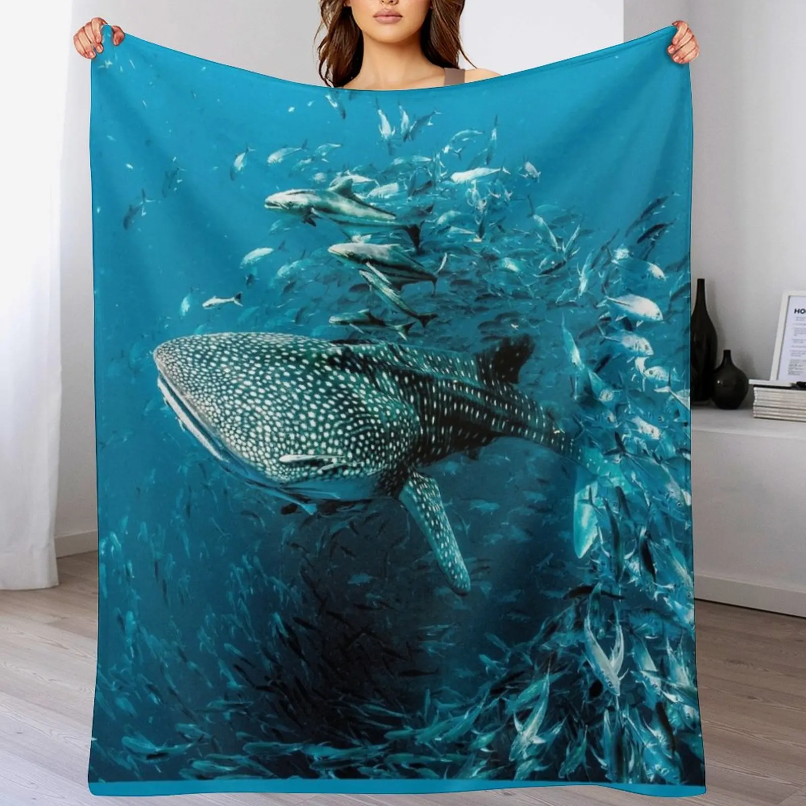 Whale Shark Award Winning Photo Throw Blanket Soft Plush Plaid Heavy Luxury Throw Blankets