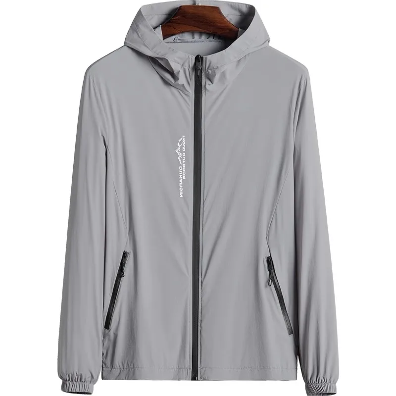 

Men's Summer Thin Outdoor Qui Dry Hat Skin Clothes Jaet Faionable Loose Fit UV Protection Long Sve Hoodie Coat