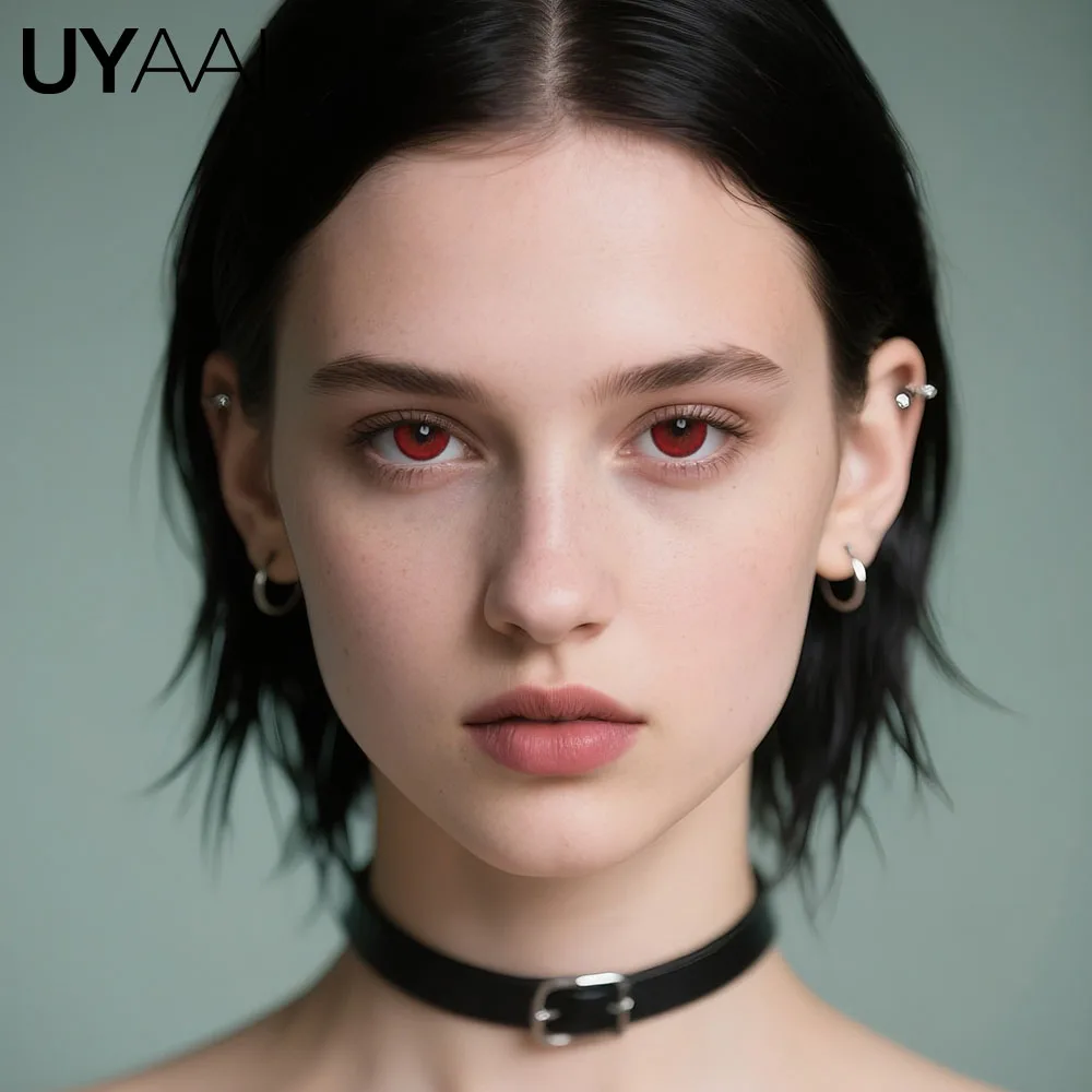 UYAAI 1 Paar Cosplay-Kontaktlinsen in roter Farbe, Halloween-Linsen für gruselige große Augen, verrückte rote Augen-Make-up-Linsen für Cosplay-Partys – Detail 20