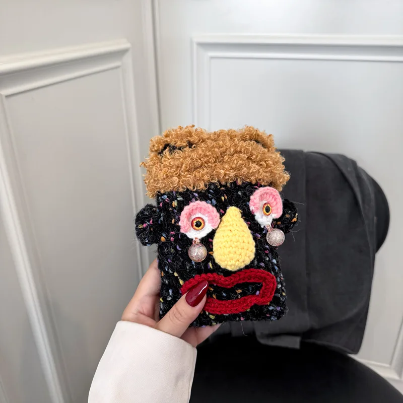 

2026 Fashion Fashion Cute Funny Small Square Bag Wool Crochet Cartoon Trend Niche Design One Shoulder Crossbody Bag