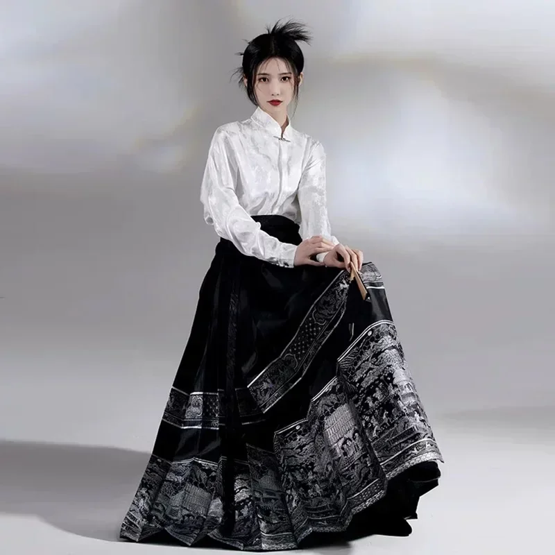 

women's long sleevedPleats Chinese Traditional Hanfu top Spring And Summer Dating Street Dynasty Suitable For Daily Leisure