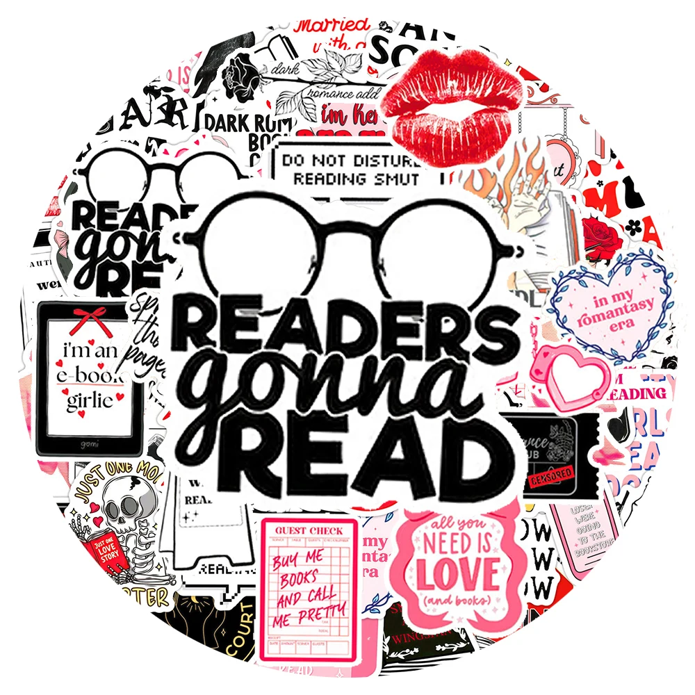 

10/30/50pcs Cartoon Dark Romance Reader Stickers Gothic Skull Reading Decals for Notebook Scrapbook Cool Waterproof Sticker Pack