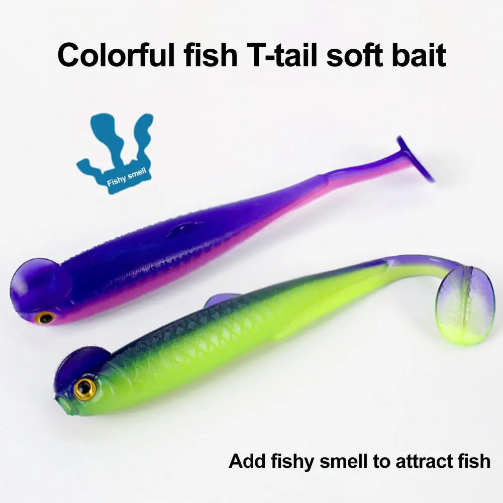

20 Pcs Fishing Lure 3D Artificial Fish with T Tail Flexible Fish Bait for Texas Jigs Wacky Hooks Outdoor Fishing Bait Angling