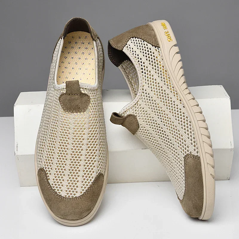 

Breathable Mens Casual Shoes Hollow Out Men Loafers Cool Moccasins Handmade Slip on Driving Shoes Lightweight Male Summer Flats